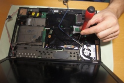 Follow the hardware maintenance manual (HMM) for the motherboard replacement
